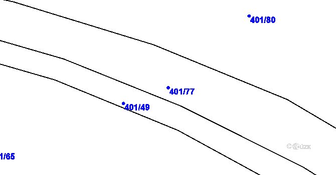 Parcela st. 401/77 v KÚ Malšice, Katastrální mapa