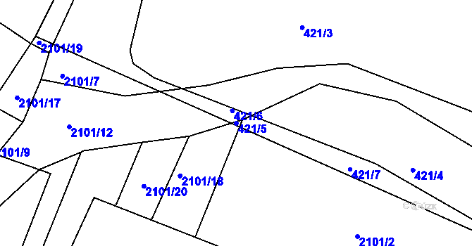 Parcela st. 421/5 v KÚ Malšice, Katastrální mapa