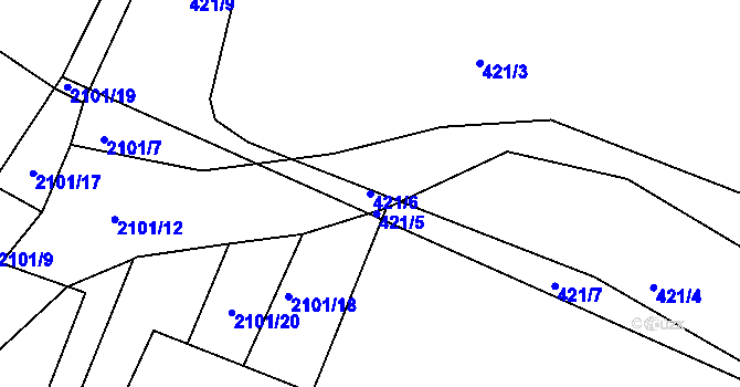 Parcela st. 421/6 v KÚ Malšice, Katastrální mapa