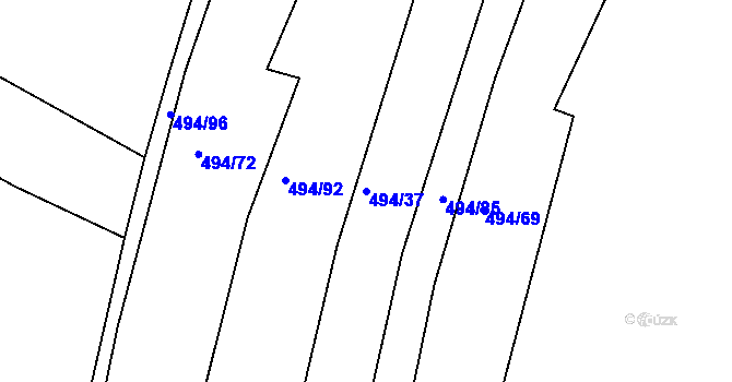 Parcela st. 494/37 v KÚ Malšice, Katastrální mapa
