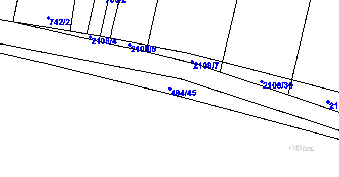 Parcela st. 494/45 v KÚ Malšice, Katastrální mapa
