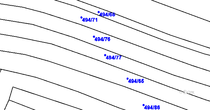 Parcela st. 494/77 v KÚ Malšice, Katastrální mapa