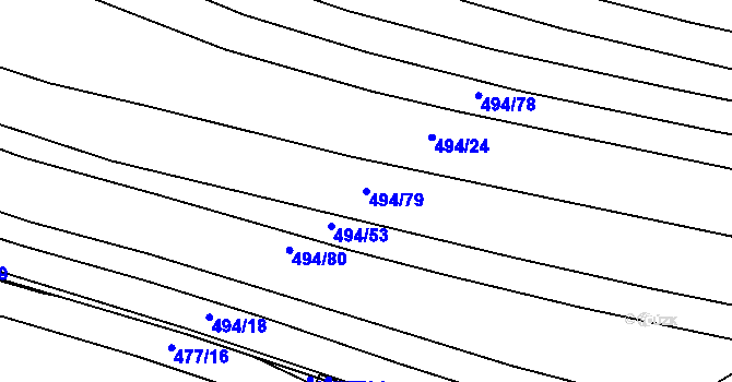 Parcela st. 494/79 v KÚ Malšice, Katastrální mapa