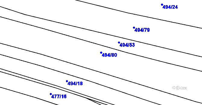 Parcela st. 494/80 v KÚ Malšice, Katastrální mapa