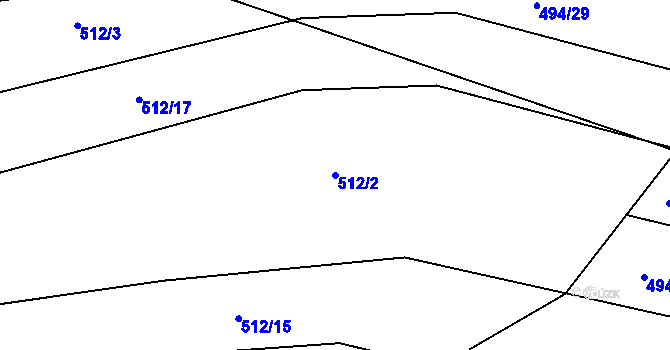 Parcela st. 512/2 v KÚ Malšice, Katastrální mapa