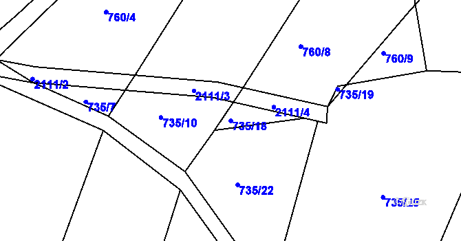 Parcela st. 735/18 v KÚ Malšice, Katastrální mapa