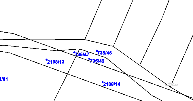 Parcela st. 735/45 v KÚ Malšice, Katastrální mapa
