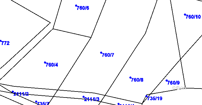 Parcela st. 760/7 v KÚ Malšice, Katastrální mapa