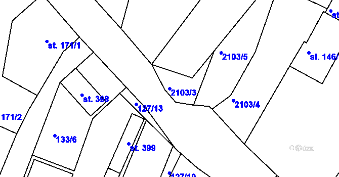 Parcela st. 2103/3 v KÚ Malšice, Katastrální mapa