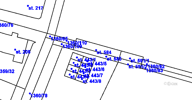 Parcela st. 584 v KÚ Malšice, Katastrální mapa