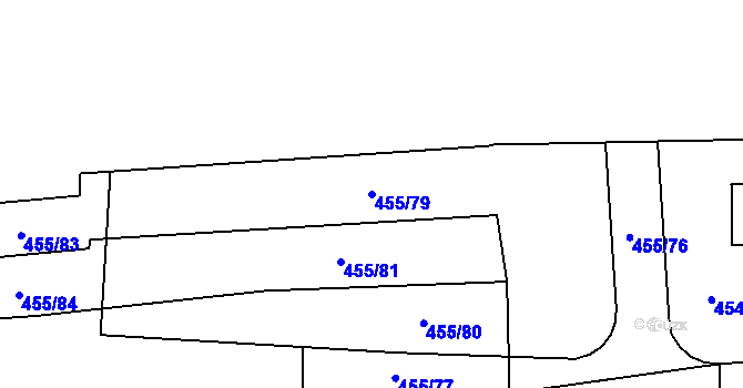 Parcela st. 455/79 v KÚ Malšice, Katastrální mapa