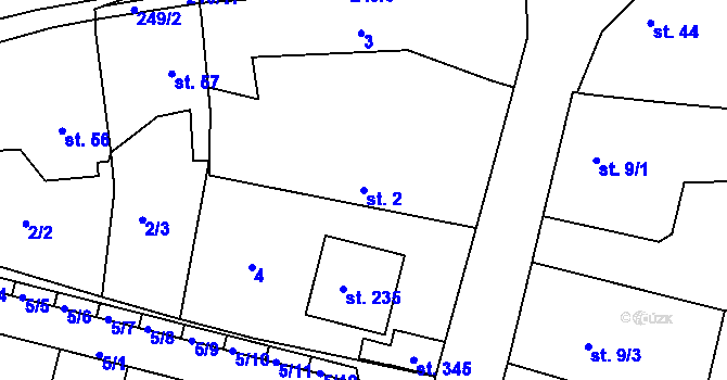 Parcela st. 2 v KÚ Malšova Lhota, Katastrální mapa