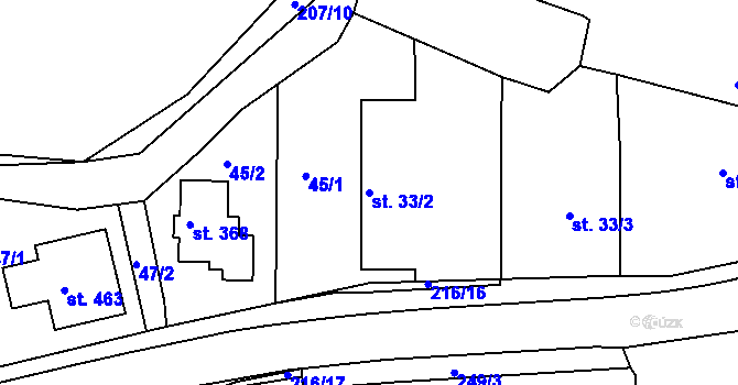 Parcela st. 33/2 v KÚ Malšova Lhota, Katastrální mapa