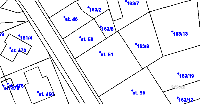 Parcela st. 51 v KÚ Malšova Lhota, Katastrální mapa