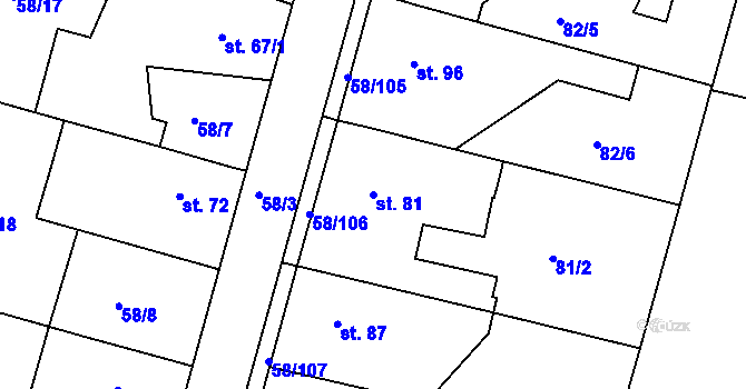 Parcela st. 81 v KÚ Malšova Lhota, Katastrální mapa