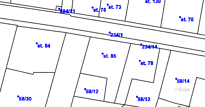 Parcela st. 85 v KÚ Malšova Lhota, Katastrální mapa
