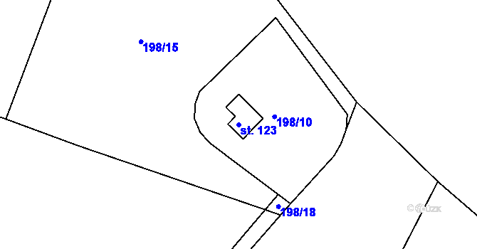 Parcela st. 123 v KÚ Malšova Lhota, Katastrální mapa