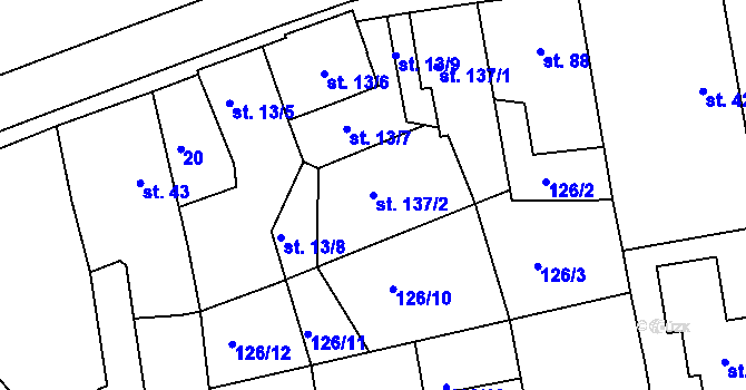 Parcela st. 137/2 v KÚ Malšova Lhota, Katastrální mapa