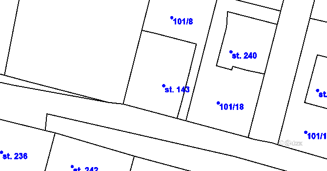 Parcela st. 143 v KÚ Malšova Lhota, Katastrální mapa