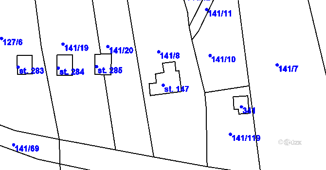 Parcela st. 147 v KÚ Malšova Lhota, Katastrální mapa
