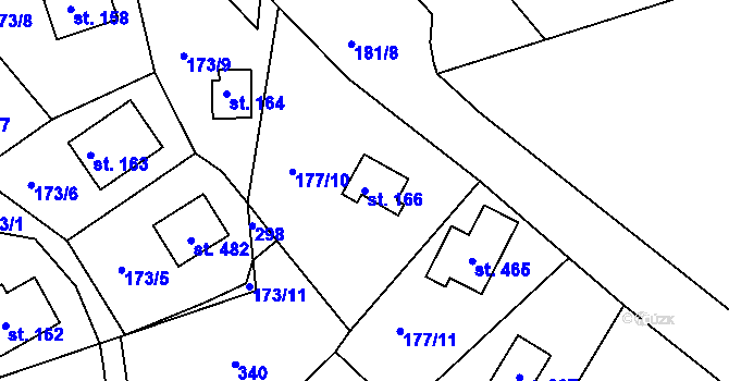 Parcela st. 166 v KÚ Malšova Lhota, Katastrální mapa
