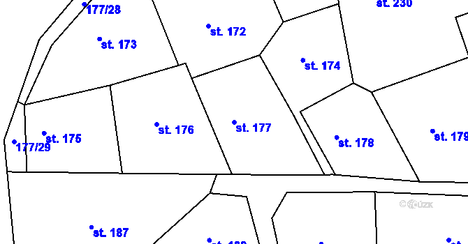Parcela st. 177 v KÚ Malšova Lhota, Katastrální mapa