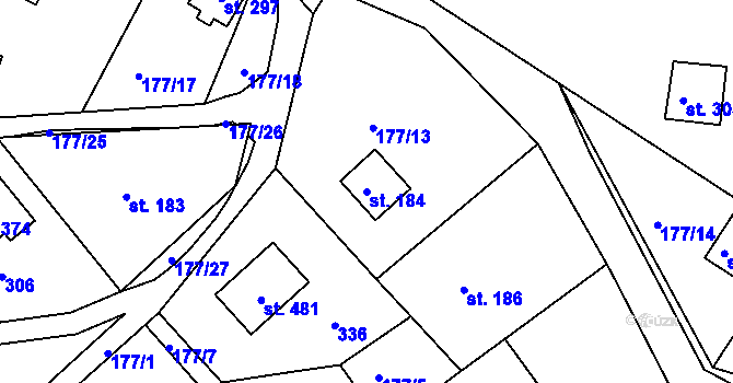 Parcela st. 184 v KÚ Malšova Lhota, Katastrální mapa