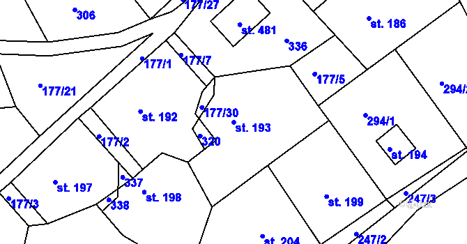 Parcela st. 193 v KÚ Malšova Lhota, Katastrální mapa