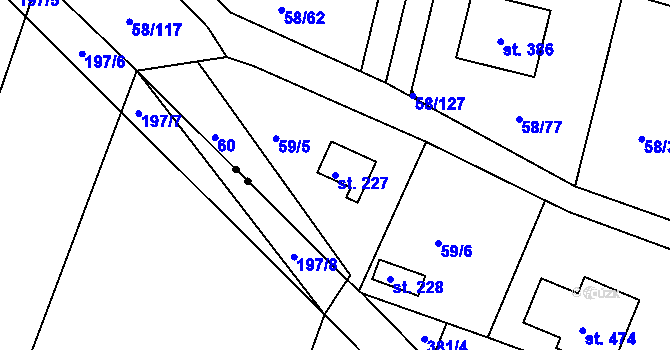 Parcela st. 227 v KÚ Malšova Lhota, Katastrální mapa