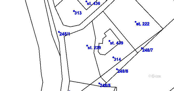 Parcela st. 229 v KÚ Malšova Lhota, Katastrální mapa