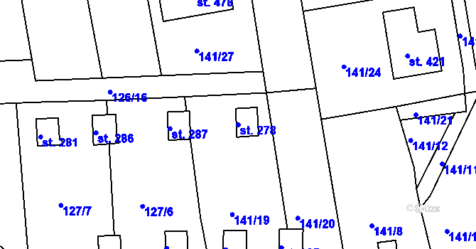 Parcela st. 278 v KÚ Malšova Lhota, Katastrální mapa