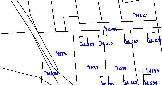Parcela st. 281 v KÚ Malšova Lhota, Katastrální mapa