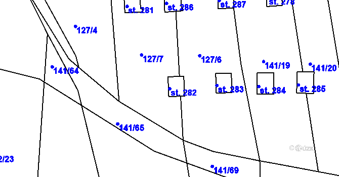Parcela st. 282 v KÚ Malšova Lhota, Katastrální mapa