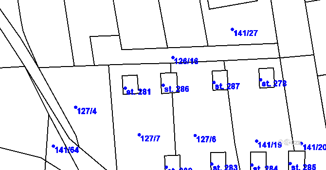Parcela st. 286 v KÚ Malšova Lhota, Katastrální mapa