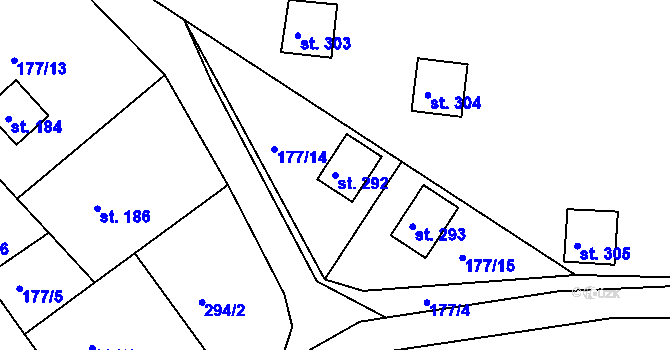 Parcela st. 292 v KÚ Malšova Lhota, Katastrální mapa