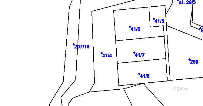 Parcela st. 41/4 v KÚ Malšova Lhota, Katastrální mapa