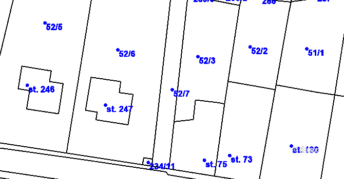 Parcela st. 52/7 v KÚ Malšova Lhota, Katastrální mapa