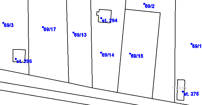 Parcela st. 69/14 v KÚ Malšova Lhota, Katastrální mapa