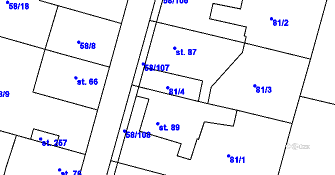 Parcela st. 81/4 v KÚ Malšova Lhota, Katastrální mapa