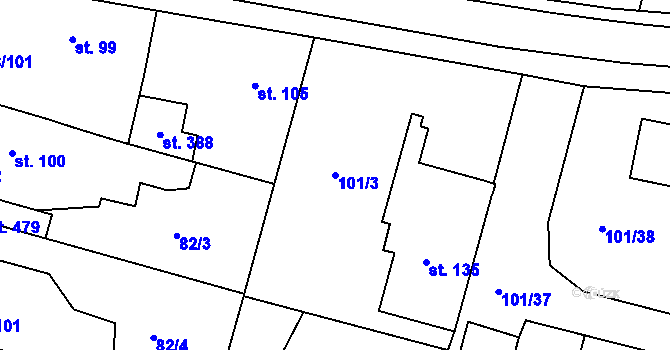 Parcela st. 101/3 v KÚ Malšova Lhota, Katastrální mapa
