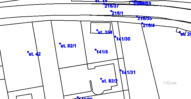 Parcela st. 141/5 v KÚ Malšova Lhota, Katastrální mapa