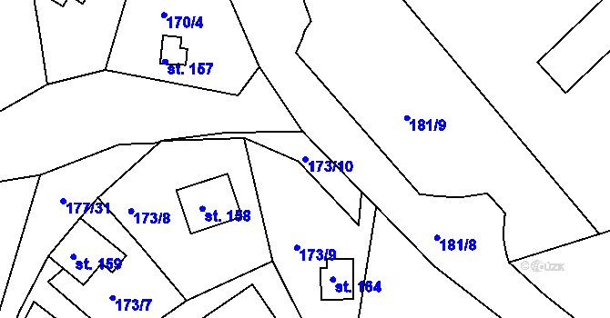 Parcela st. 173/10 v KÚ Malšova Lhota, Katastrální mapa
