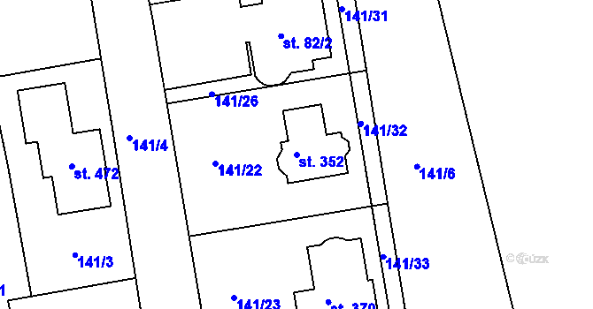 Parcela st. 352 v KÚ Malšova Lhota, Katastrální mapa