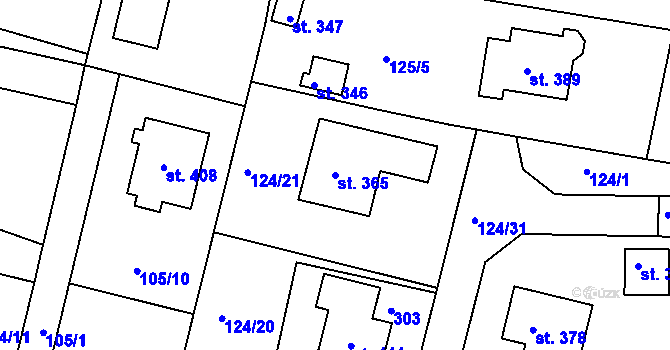 Parcela st. 365 v KÚ Malšova Lhota, Katastrální mapa