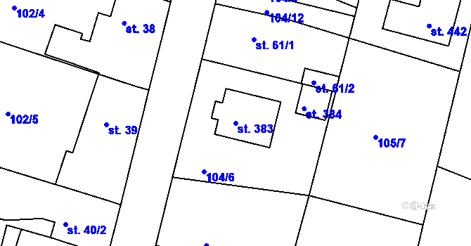 Parcela st. 383 v KÚ Malšova Lhota, Katastrální mapa
