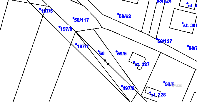 Parcela st. 60 v KÚ Malšova Lhota, Katastrální mapa