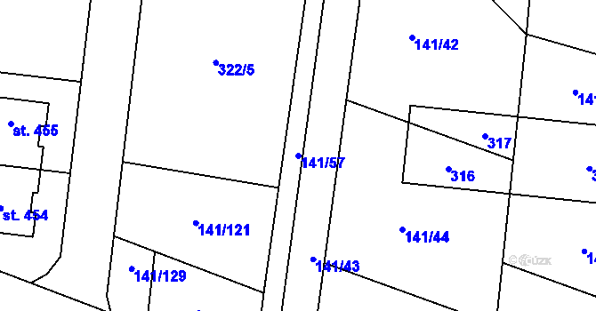 Parcela st. 141/57 v KÚ Malšova Lhota, Katastrální mapa
