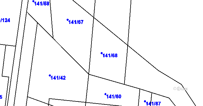 Parcela st. 141/68 v KÚ Malšova Lhota, Katastrální mapa