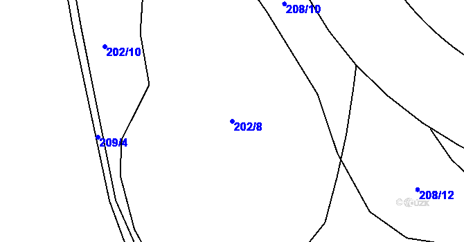 Parcela st. 202/8 v KÚ Malšova Lhota, Katastrální mapa