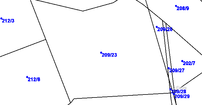 Parcela st. 209/23 v KÚ Malšova Lhota, Katastrální mapa